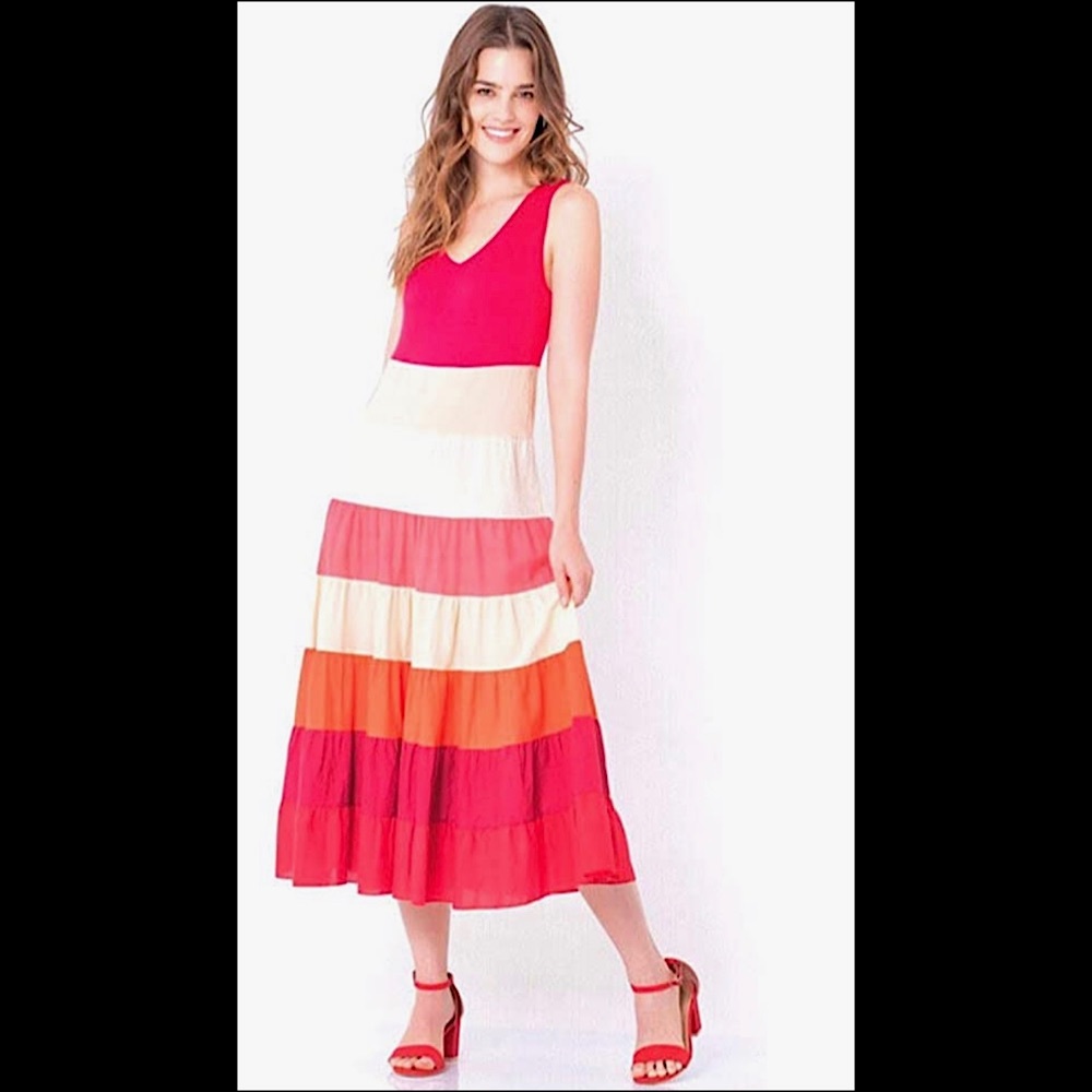 SPIRITO Midi Dress Multicolor Stripes